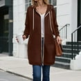 thumbnail image 2 of UngA Long Hoodie for Women Long Sleeve Fall Long Tunic Hooded Sweatshirt Oversized Fleece Jacket With Pockets Fall Coats 2025 Zip Up Hoodie for Women (Coffee,XXL), 2 of 7