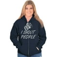 thumbnail image 4 of I Shoot People Camera Photography Pun Unisex Fleece Graphic Zip Up Hoodie Brisco Brands 4X, 4 of 5