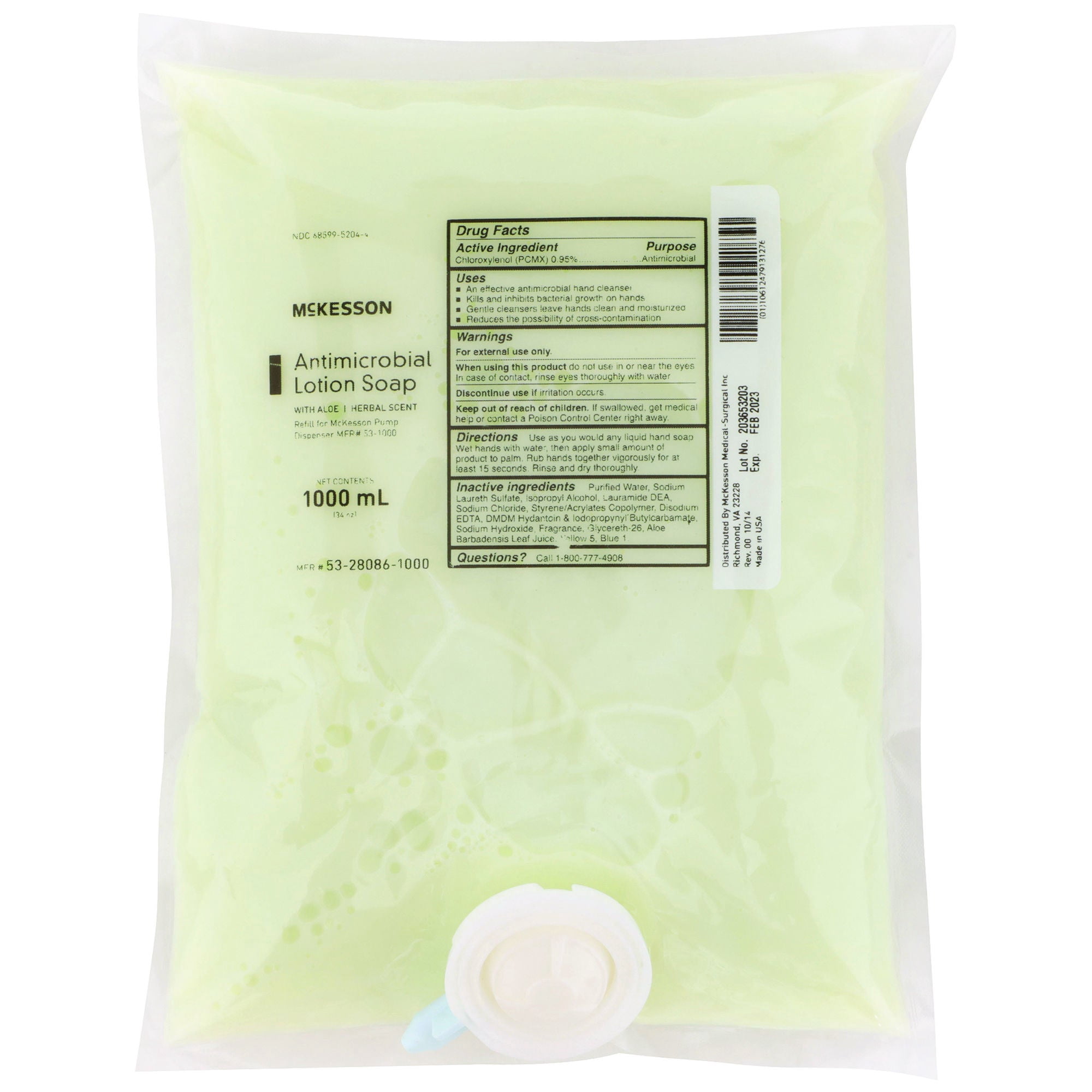 McKesson Antimicrobial Lotion Hand Soap with Aloe - Herbal Scent, 1000 mL, 10 Ct