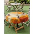 thumbnail image 4 of Outdoor Tablecloth with Umbrella Hole for Patio/Picnic/Party/Camping, Burnt Orange Ombre Clouds Waterproof Table Cloth Round Cover Washable, Modern Abstract Gradient Cloud (Dia 60"), 4 of 8