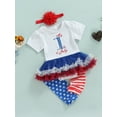 thumbnail image 3 of Genuiskids My First 4th of July Baby Girl Outfit Tulle Tutu Dress Romper+Star and Stripe Leg Warmer+Headband 3Pcs Newborn Clothes 0-18M, 3 of 9