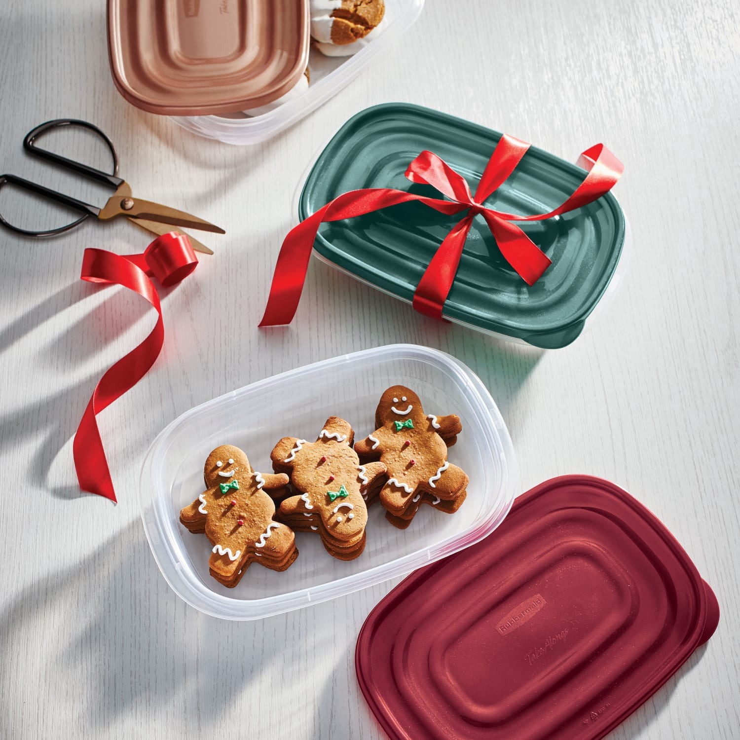 Rubbermaid TakeAlongs Rectangle Food Storage Containers, 4.0 Cup, Rhubarb, 6 Count