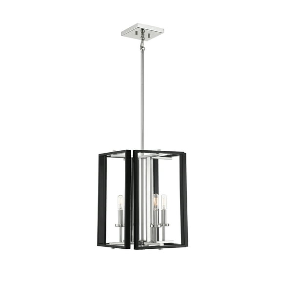 Champlin 4-Light Pendant in Matte Black with Polished Nickel Accents