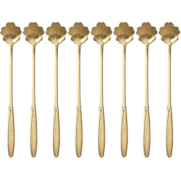Juego de cucharas de postre de 8 piezas, cucharas de café, cucharas de azúcar, cucharas de helado, cucharas de mezcla, R