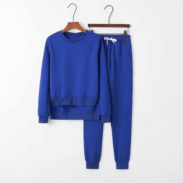 DPTALR Femmes Sweat-Shirts 2 Pièces Tenues Sweat-Shirt Col Rond Survêtement Automne Ourlet Irrégulier Pull Lounge Sets