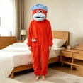 thumbnail image 3 of Funny Big Mouth Monster Onesie - Soft Plush Animal Cosplay Pajamas with Pink Hair Comb for Halloween, Loungewear & Party Costume (Red-M), 3 of 10