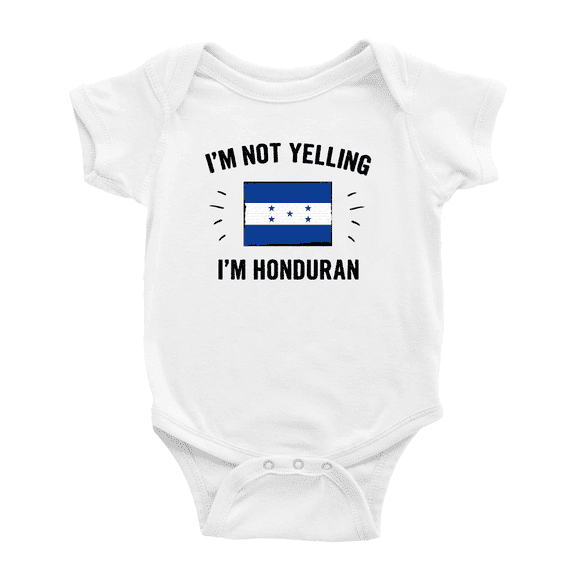 I'm Not Yelling, I'm Honduran Cute Baby Bodysuit Romper (White, 6-12 Months)