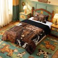 thumbnail image 2 of meiyoeat Brown Western Cowboy Twin Comforter Sets For Boys,Rustic Cow Print Bedding Set,Reversible,2 Pieces,1 Comforter and 1 Pillowcase, 2 of 7