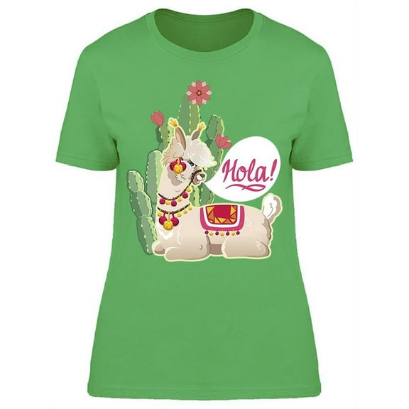Alpaca Says: Hola T-Shirt Women -Image by Shutterstock, Female XX-Large