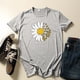 thumbnail image 3 of Gibobby Playera Termica Para Mujer Camiseta de moda multicolor Cuello de mujer Blusa de mujer floral informal redonda（Gris， M), 3 of 3