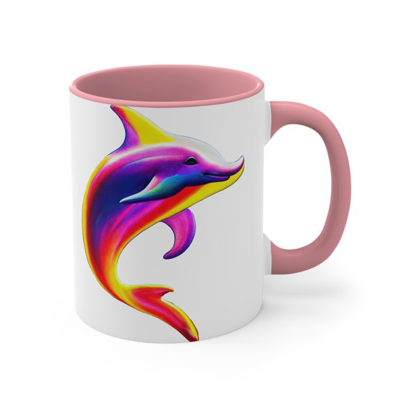 Rainbow Dolphin, Accent Coffee Mug, 11oz