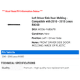 thumbnail image 2 of Left Driver Side Door Molding - Compatible with 2010 - 2015 RX350 2011 2012 2013 2014, 2 of 2