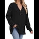 thumbnail image 3 of Camisa Henley de Larga para Mujer, Cuello en V, Suéteres Casuales Elegantes, Ropa de Moda para Otoño. Negro XL, 3 of 10