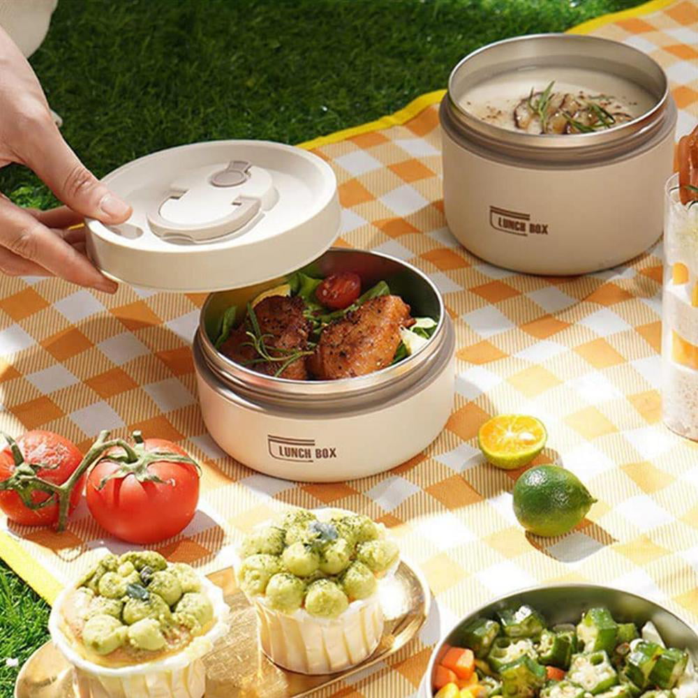 Brrnoo Stainless Steel Thermal Lunch Box, Stackable Hot Food