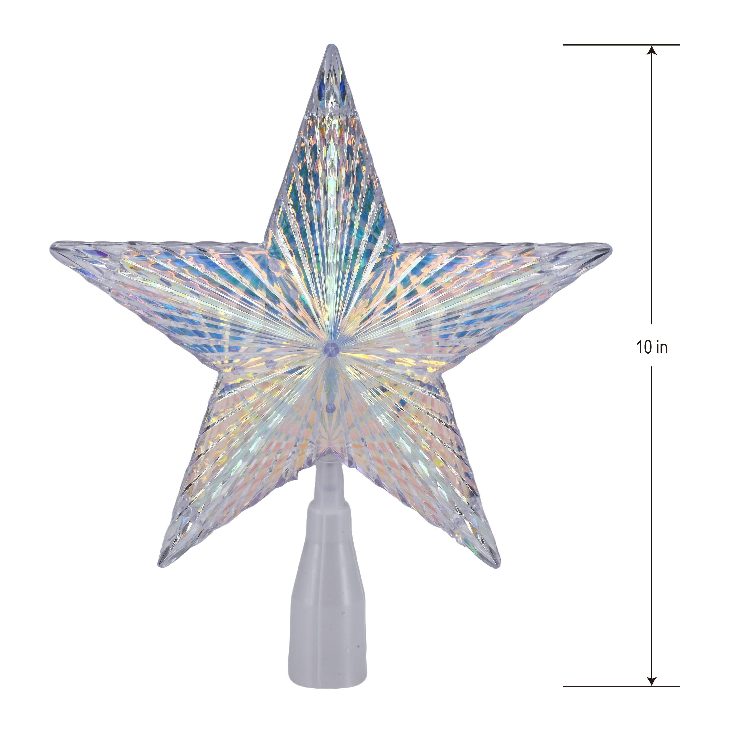 LED Prismatic Star Christmas Tree Topper, Iridescent, 10", by Holiday Time