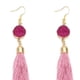thumbnail image 3 of Pendientes bohemios de diseño de moda para mujer, aretes colgantes largos vintage con borlas y flecos, estilo bohemio, de 12 cm. rosado, 3 of 9