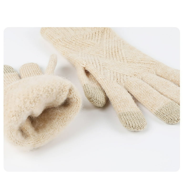 Nsxcdh Wool Hat Scarf Gloves Set Warm Knit Double Layer Cozy