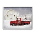 thumbnail image 5 of Red Truck Parked Snowy Decorated Christmas Barn Transportation Painting Framed Art Print Wall Art, 5 of 5