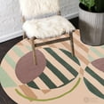 thumbnail image 6 of 14X14 Area Rug, Beige Color, Bedroom, Hallway, Round Carpet, Geometric Wool, Handmade Rugs, 6 of 7