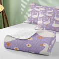 thumbnail image 4 of Erosebridal Goose Bed Spread Queen for Girls, Purple Daisies Queen Coverlet Set, 3pcs 1 Quilt and 2 Pillowcases, 4 of 7