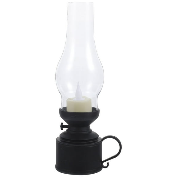 ADDHAT Portable Handheld Vintage Black LED Candle Lantern, PP Material, Outdoor Camping, Emergency, Home Use Light