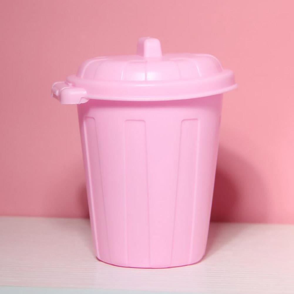 Gespout Modern Plastic Mini Trash Can Desk Trash Can with Lid Office
