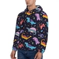 thumbnail image 3 of Lsque Cartoon Dinosaur Pattern Casual Men's Hoodie,Hooded Sweatshirt with Kangaroo Pocket,Pullover Hoodie-Medium, 3 of 7