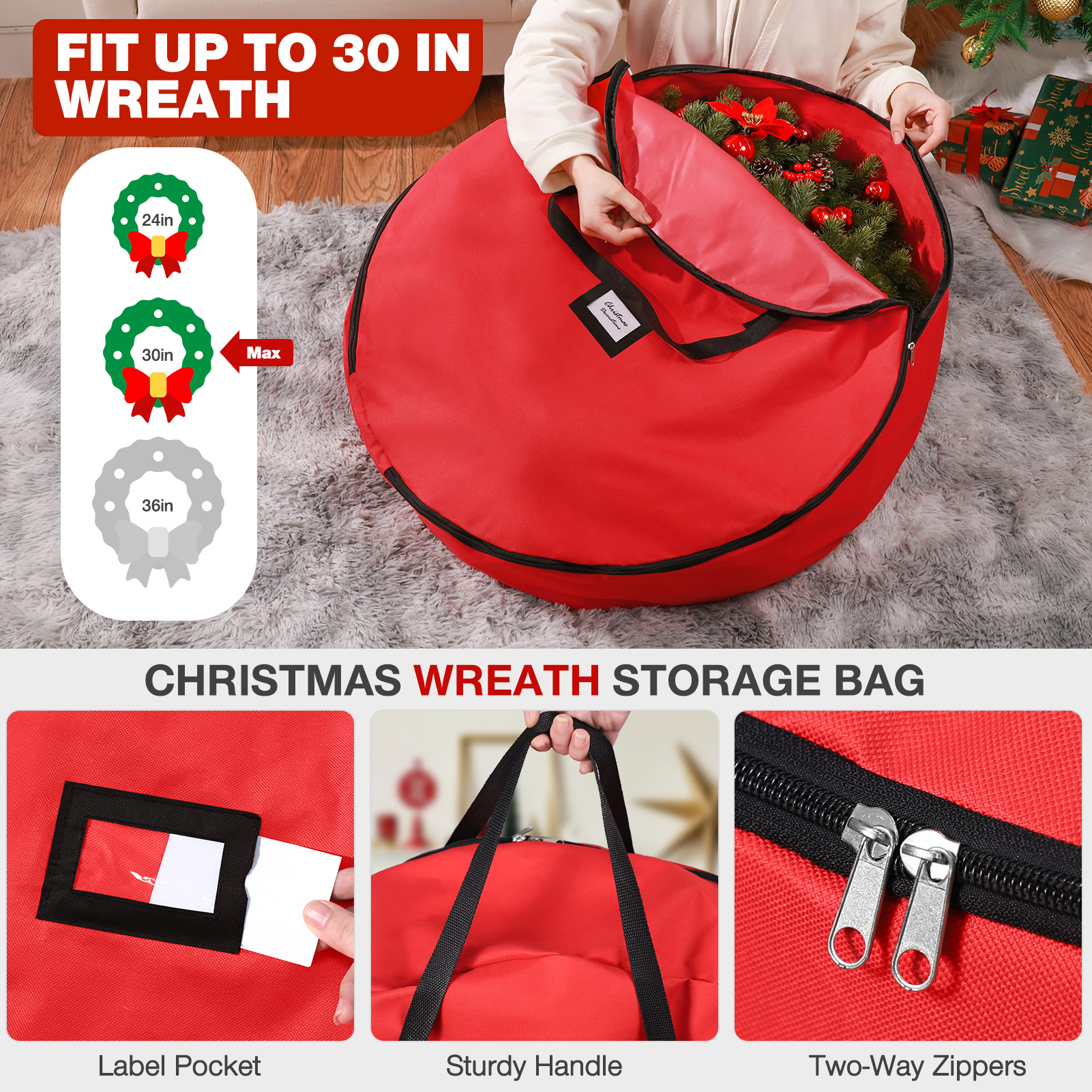 Ayieyill Christmas Tree Storage Bag Set, 3-Piece photo 4