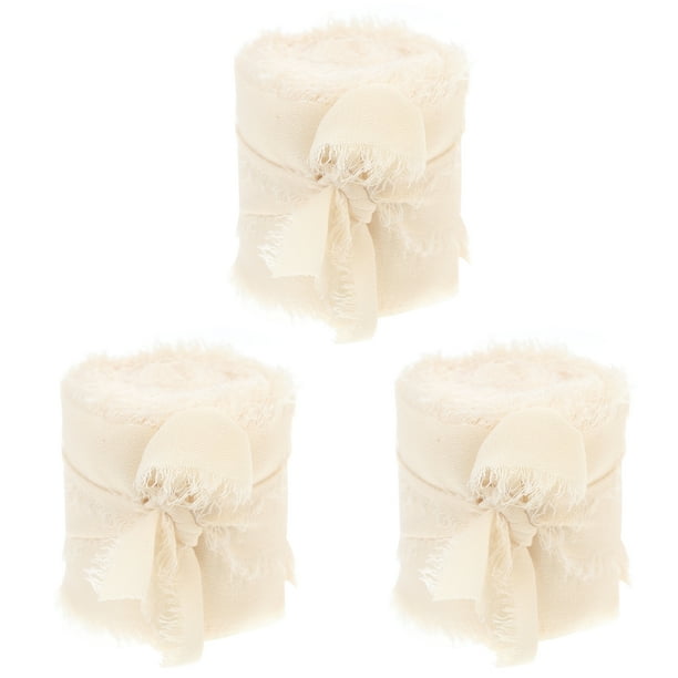 KAKOWELY 3 rollos de cinta de flecos hecha a mano con bordes deshilachados para ramos de boda y envoltura de regalos.