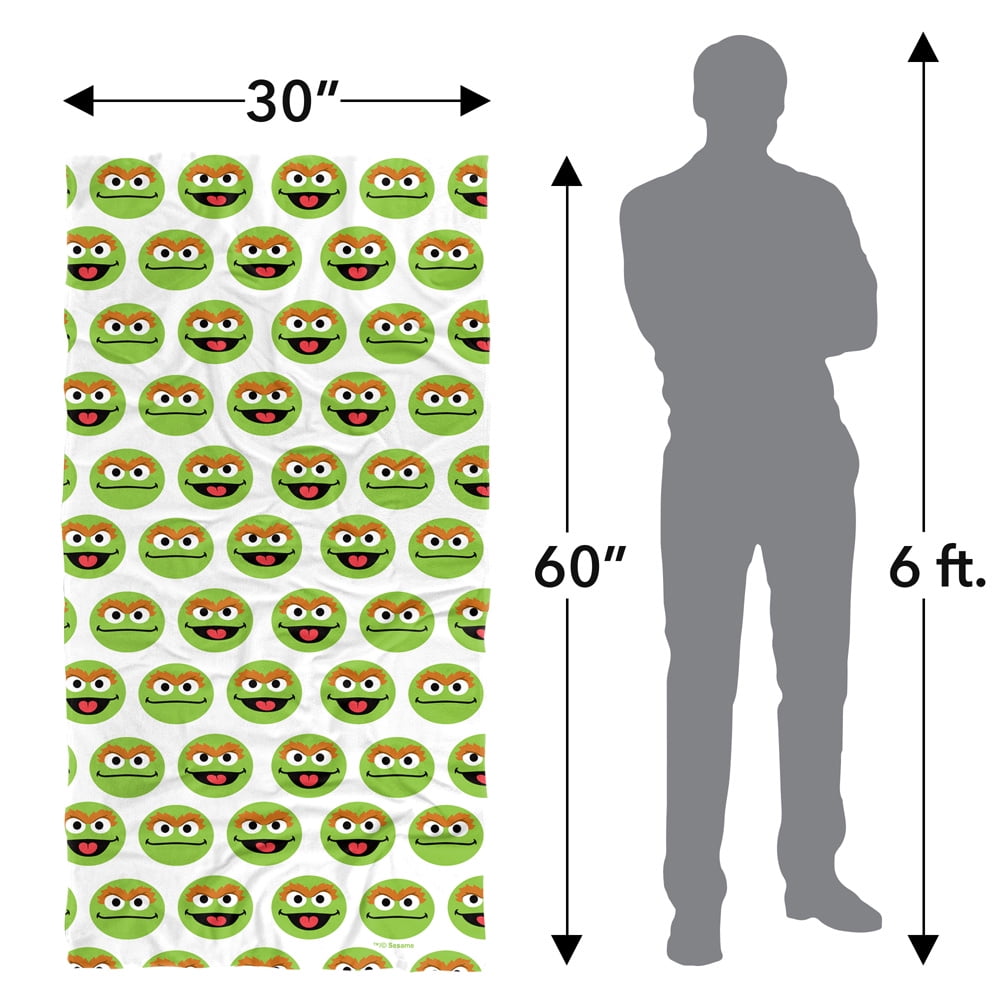 Sesame Street Simple Oscar Pattern Officially Licensed Beach Towel 30' X 60'