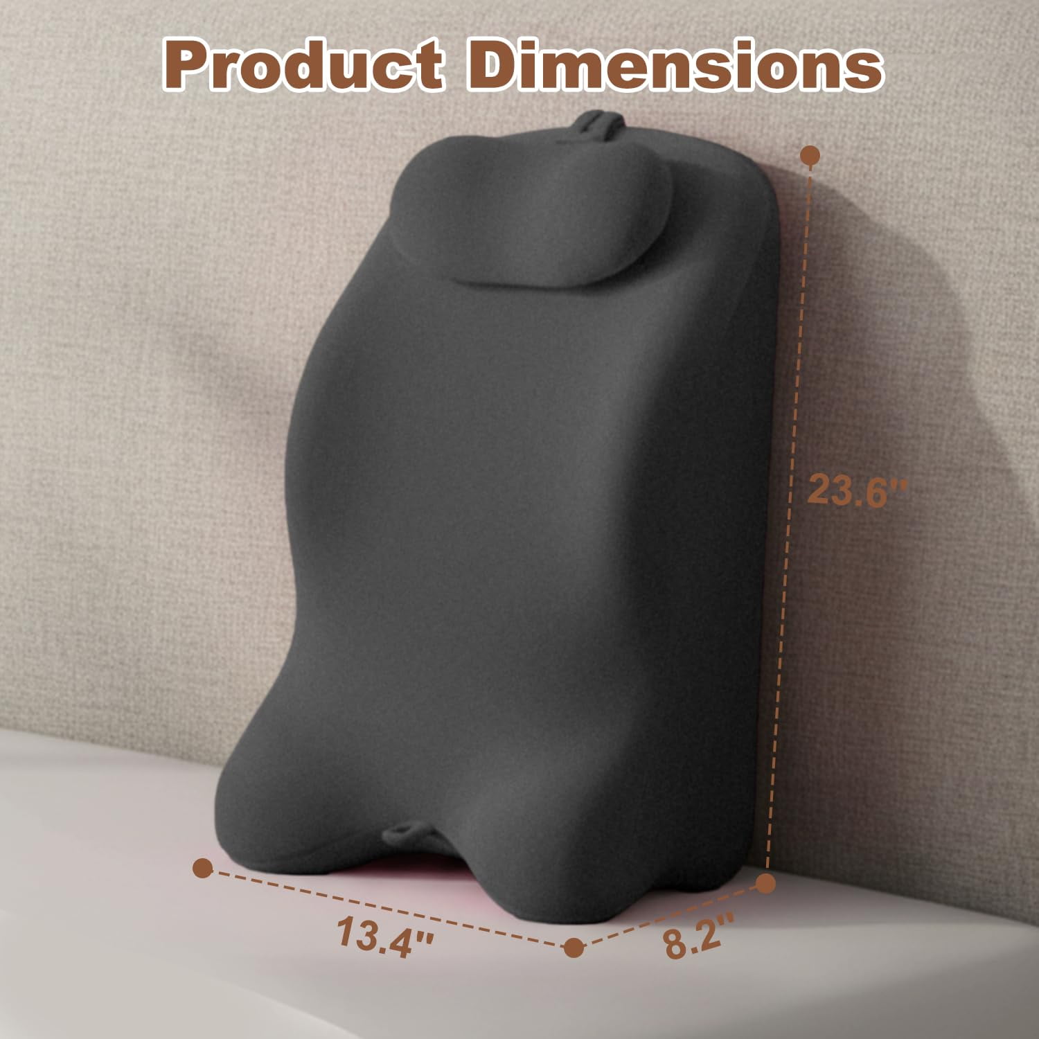 Memory Foam Ergonomic Wedge Pillow, Multi-Position Support Pillow, Ergonomic Support for Back Pain, Acid Reflux & Sitting Up, Ideal for Massage, with Removable Cover,40-Degree Angle Design (Grey)