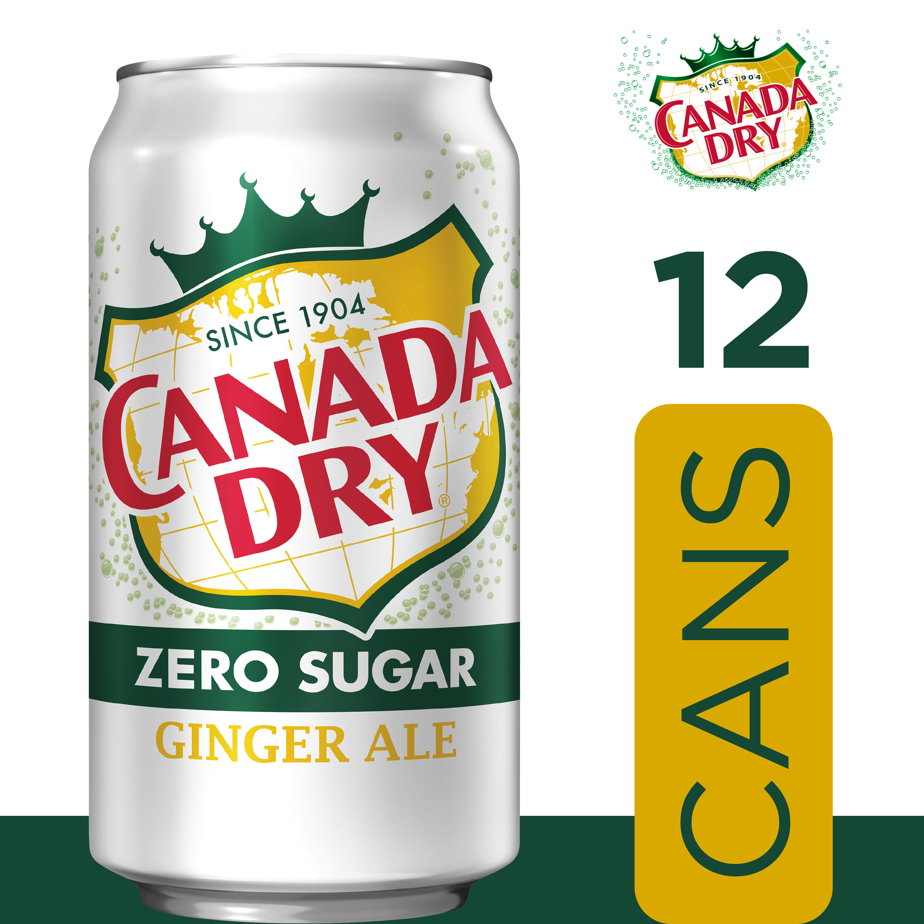 Canada Dry Zero Sugar Ginger Ale Soda Pop, 12 fl oz, 12 Pack Cans - image 5 of 13