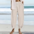 thumbnail image 4 of Eashery Straight Leg Pant for women Plus Size Cargo Pant Mid-Rise Stretch Work Pants Cotton Yoga Pants for Women (Solid Color,Khaki,XL), 4 of 5