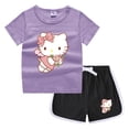 thumbnail image 2 of Nuevo traje de Hello Kitty, camiseta bonita de dibujos animados + Pantalones calientes informales, camisa de fondo de dos piezas absorbente de sudor de algodón caramelo para niños, 2 of 5