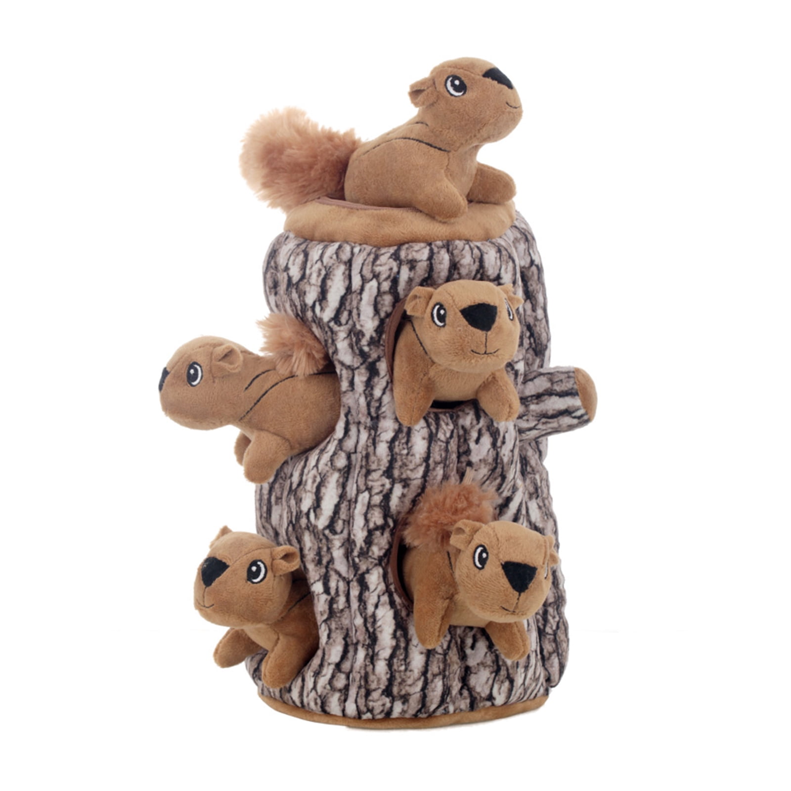 Laifug Puzzle Plush Small Dog Toys with 5-Piece Hide and Seek Squeak Squirrels, Brown