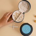 thumbnail image 5 of Fuzoiu Beautiful Floral Print Portable Jewelry Box,Round Mini Leather Travel Jewelry Case,Small Travel Jewelry Organizer,Jewelry Holder for Ring Necklace Earring for Women Girls-Black, 5 of 7