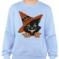 thumbnail image 2 of Vintage Witch Cat Sweatshirt Unisex Large Light Blue, 2 of 5