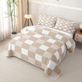 thumbnail image 3 of Erosebridal Fashion Wheat White Square Quilt Full for Boys Girls, Buffalo Check Print Full Bedspread Sets, 3-Piece, 3 of 7