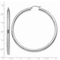 thumbnail image 2 of 14k Hollow Gold Polished 4mm Lightweight Round Hoop Earrings 65mm long 4mm Thick Hoop Earring for Women, 2 of 2