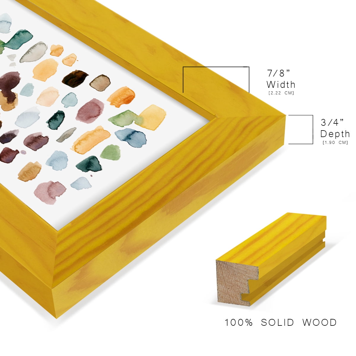 Shattered Segments II - Framed Print w/glass - Sunflower Yellow