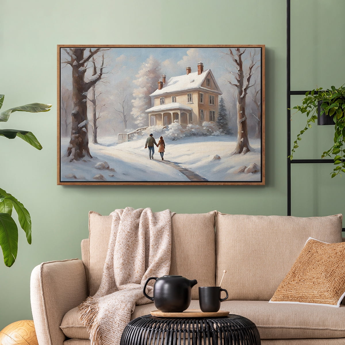 Vintage Landscape-CCVIII By Wexford Home Framed in Walnut Wood Gallery Wrapped Canvas 27 in. x 41 in.