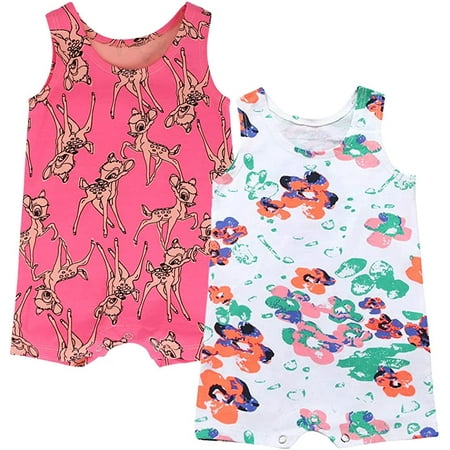 

QWZNDZGR Baby 3-Pack Boys Girls Sleeveless Romper Pineapple Heart Flower Bodysuit