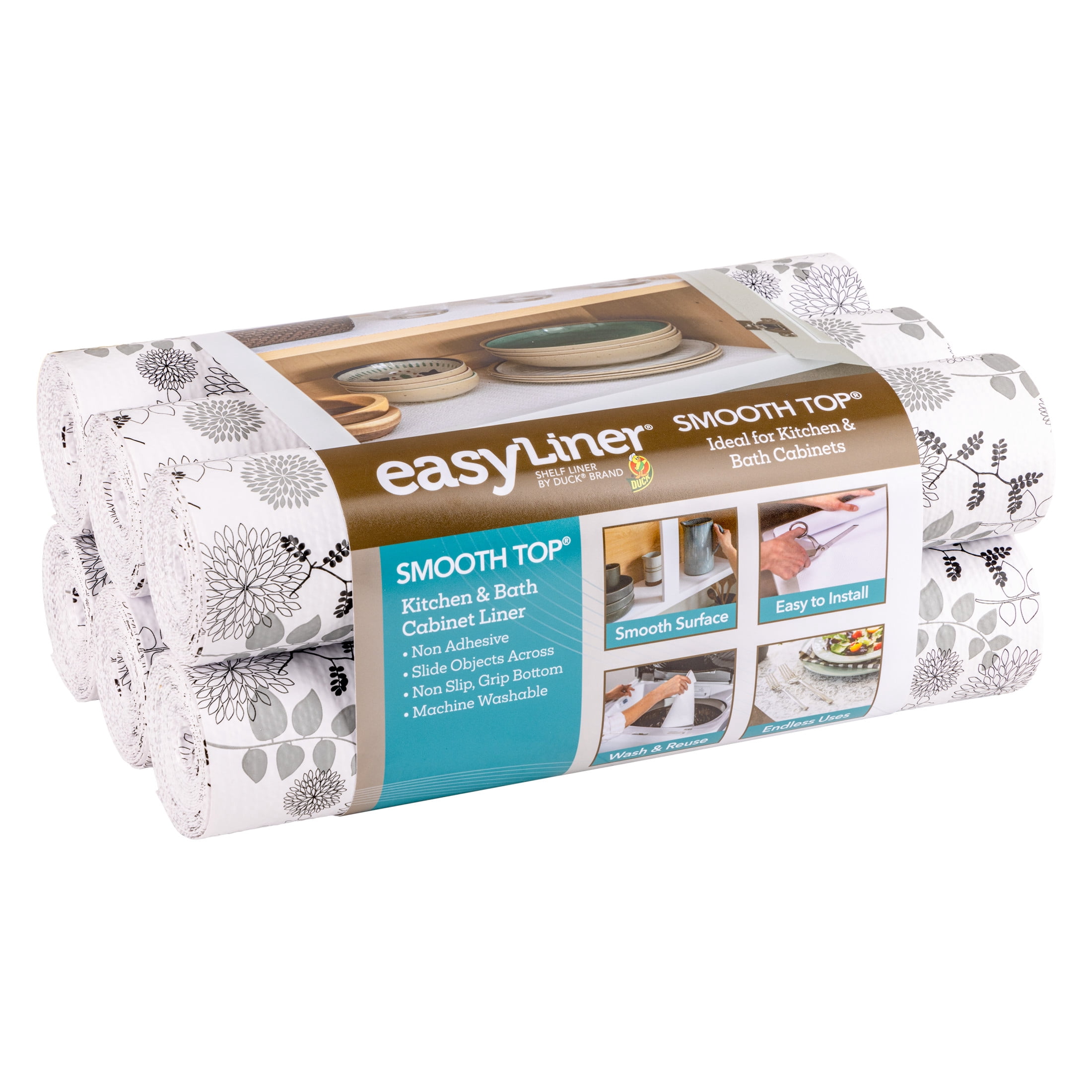 EasyLiner Smooth Top Shelf Liner, Midnight Bloom, 12 in. x 10 ft