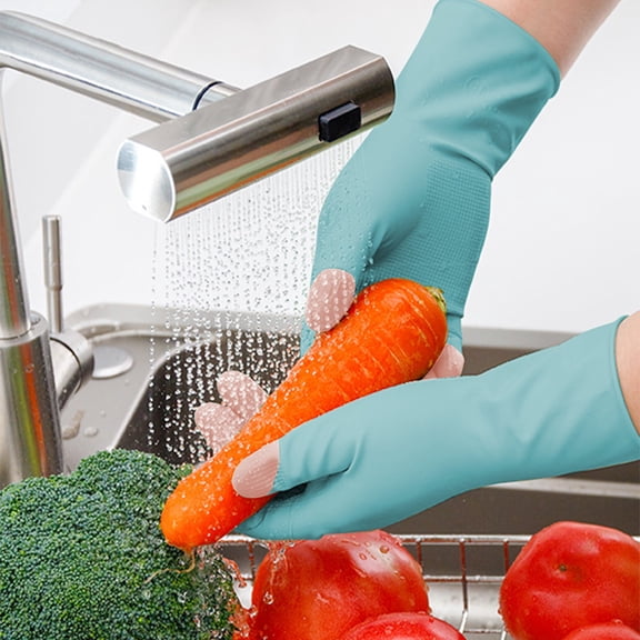 Dishwashing Gloves | Kitchen & Household Cleaning | Non-Slip Textured Grip | Waterproof & Durable Latex | Heat & Cold Resistant | Set of 2