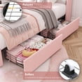 thumbnail image 5 of Homfa Pink Twin Bed Frame with Light & Charge Station, Upholstered Bed with Storage Drawer, LED Bed with Crystal Button Wingback Headboard, 5 of 8
