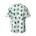 thumbnail image 5 of Uemuo Cute Turtle Pattern Cotton Linen Short Sleeve Shirts,Casual Lightweight Button Down Shirts,Vacation Beach Summer Tops-, 5 of 7