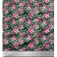 thumbnail image 1 of Soimoi Pink Moss Georgette Fabric Monstera Leaves & Yellow Floral Print Fabric by The Yard 42 Inch Wide, 1 of 1
