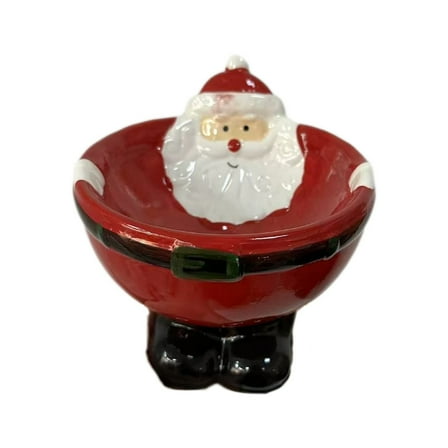 Hand Paint Santa Claus Dinner Bowl Ceramic Holiday Breakfast Dishes for Dessert and Snacks Christmas Tableware(Red)