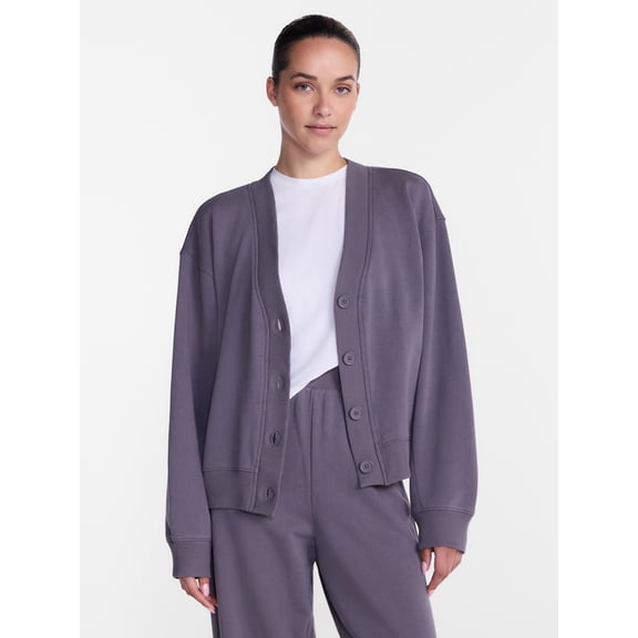 Athletic Works Women's and Women's French Terry Cardigan with Long Sleeves, Sizes XS-4X