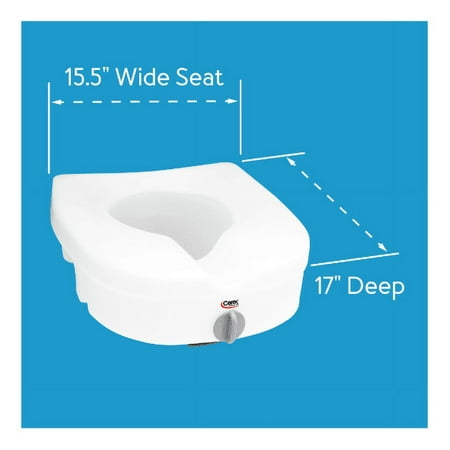 Carex High Rise Toilet Seat with Lock, Standard Fit, Adds 5 in Height for Round & Elongated Toilets, 300lb Capacity